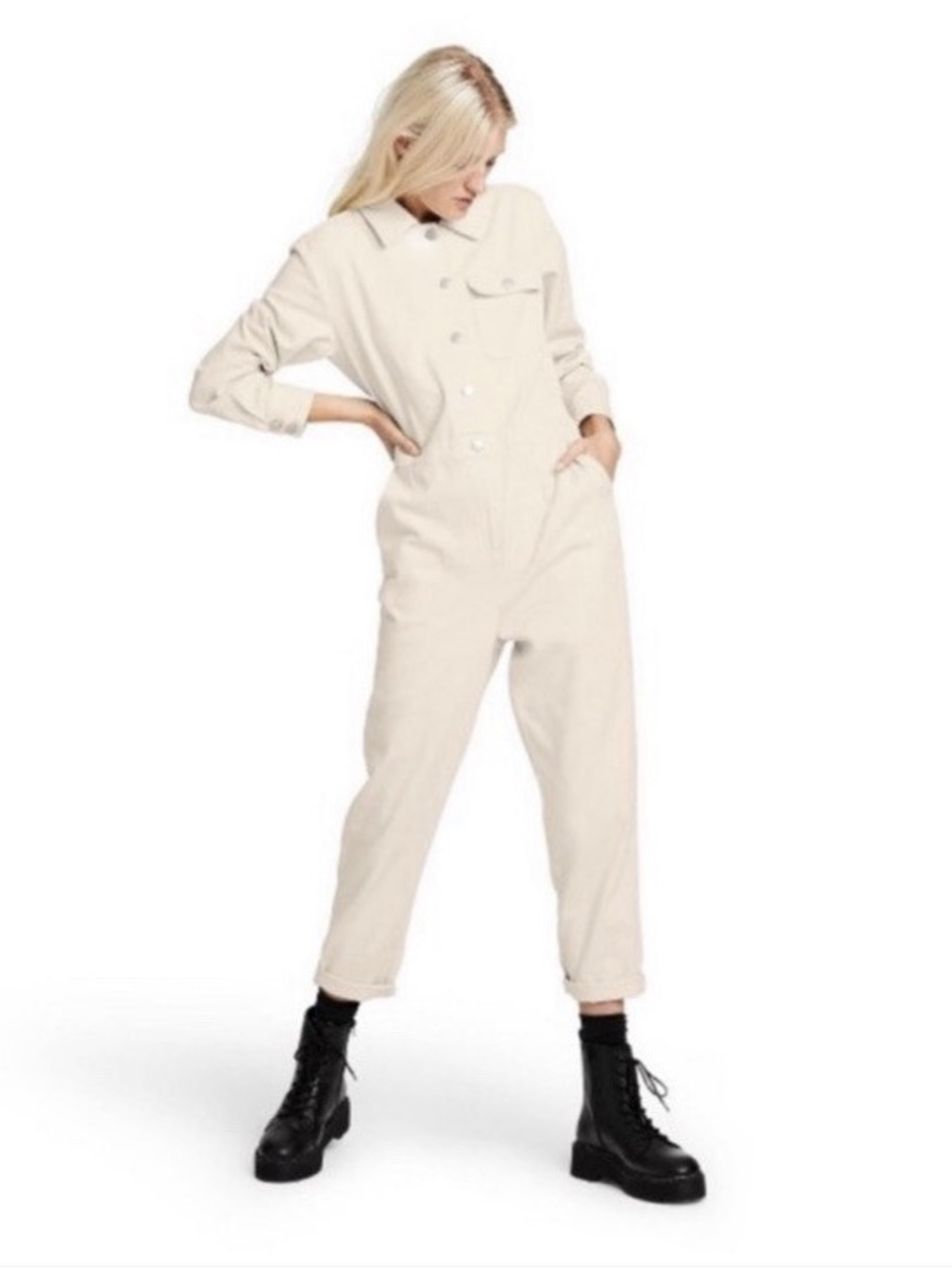 Sandy Liang x Target Cream Coverall Jumpsuit Size 6 Flower Buttons